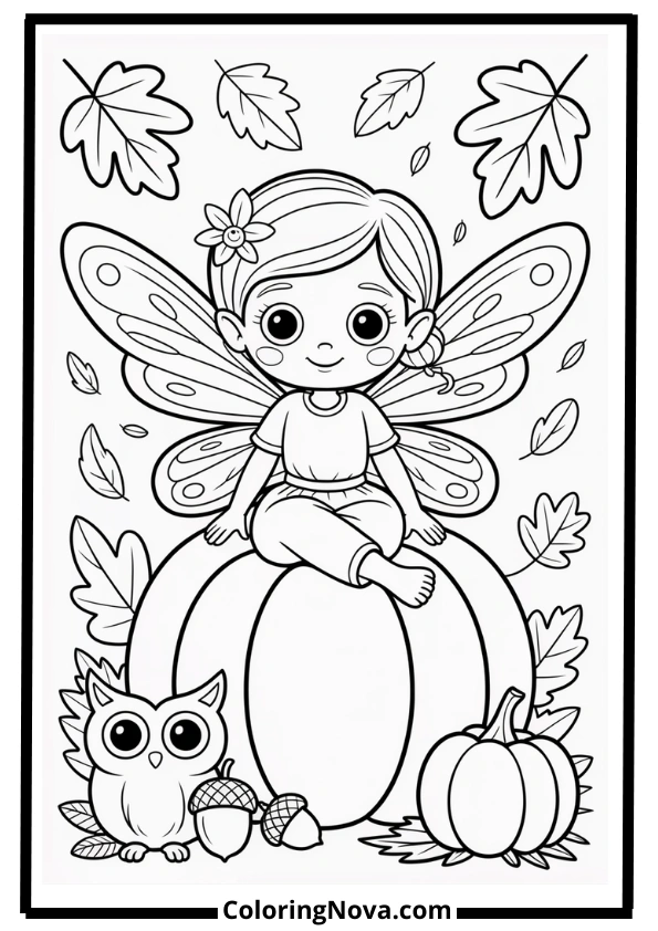 Autumn Fairy Coloring Page