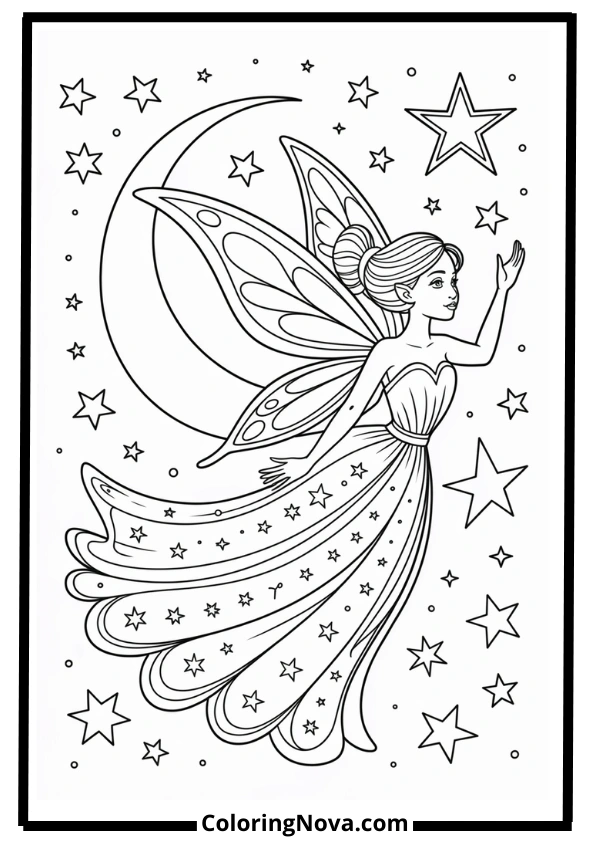 Celestial Fairy Coloring Page