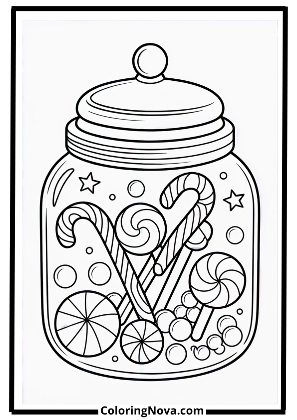 Christmas Candy Jar Coloring Page