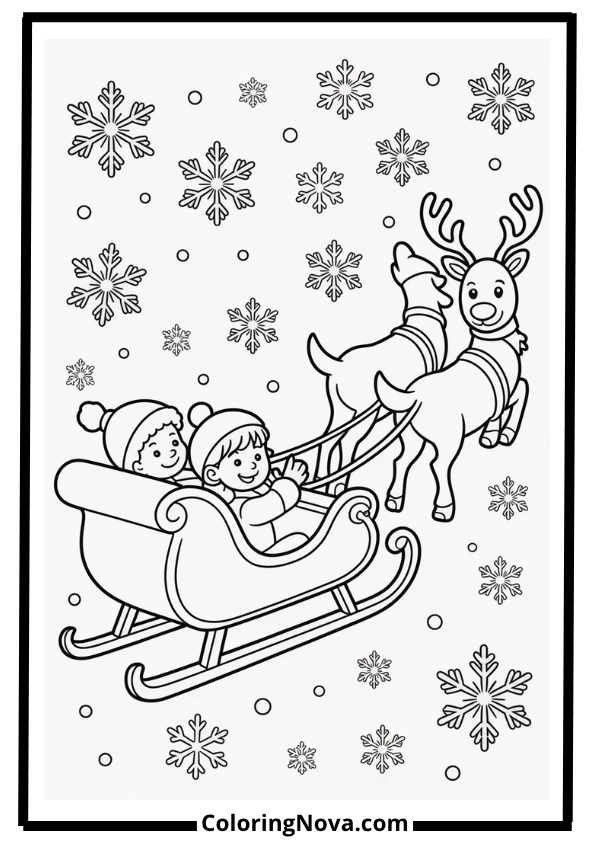 Christmas Sleigh Ride Coloring Page