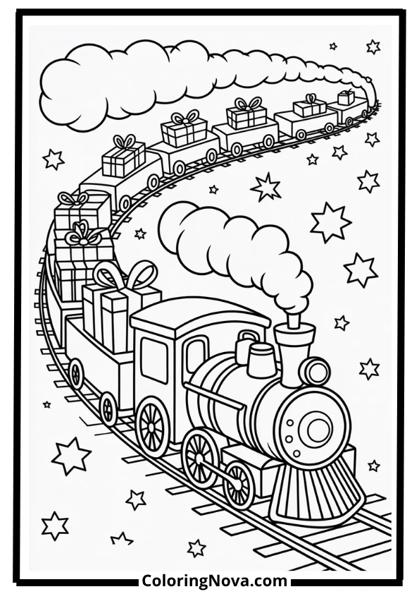 Christmas Train Coloring Page
