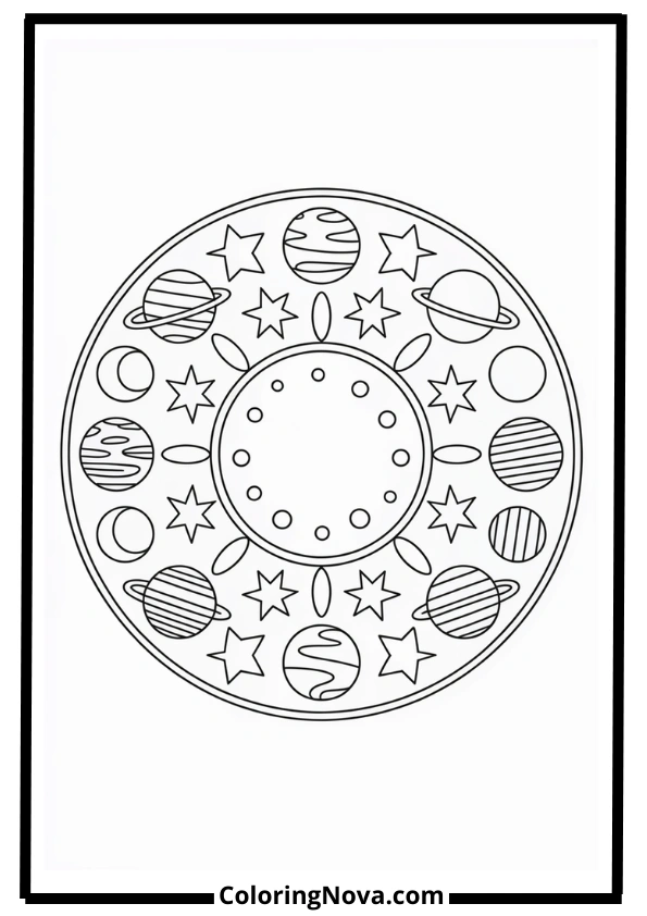 Cosmic Mandala Adult Coloring Pages