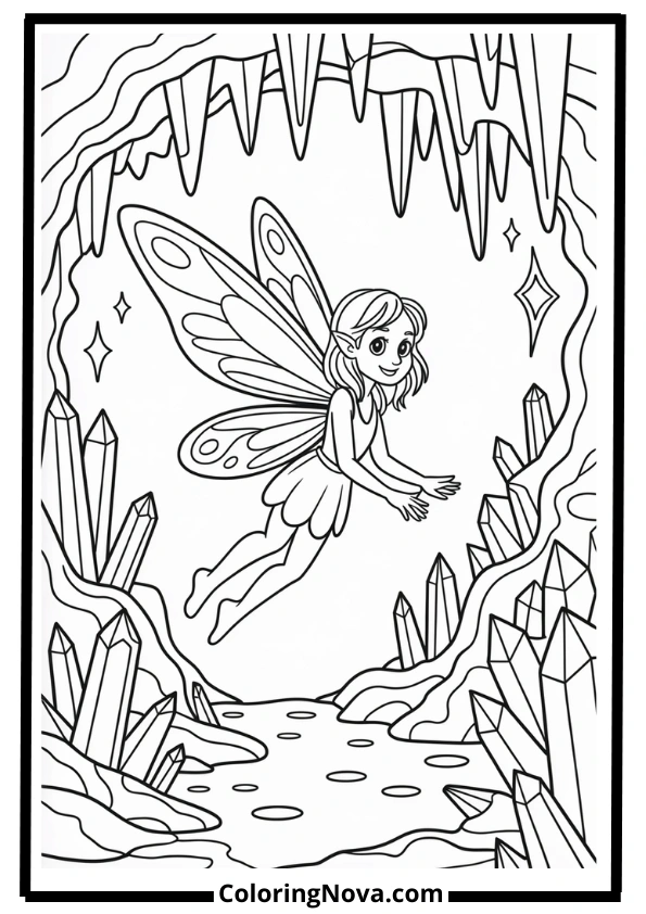 Crystal Cave Fairy Coloring Page