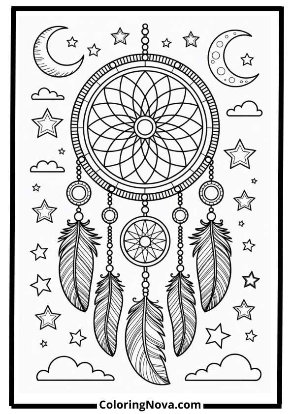 Dreamcatcher Mandala Adult Coloring Pages