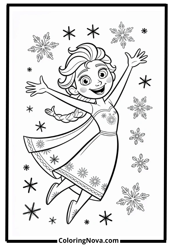 Elsa Happy Dance Coloring Pages