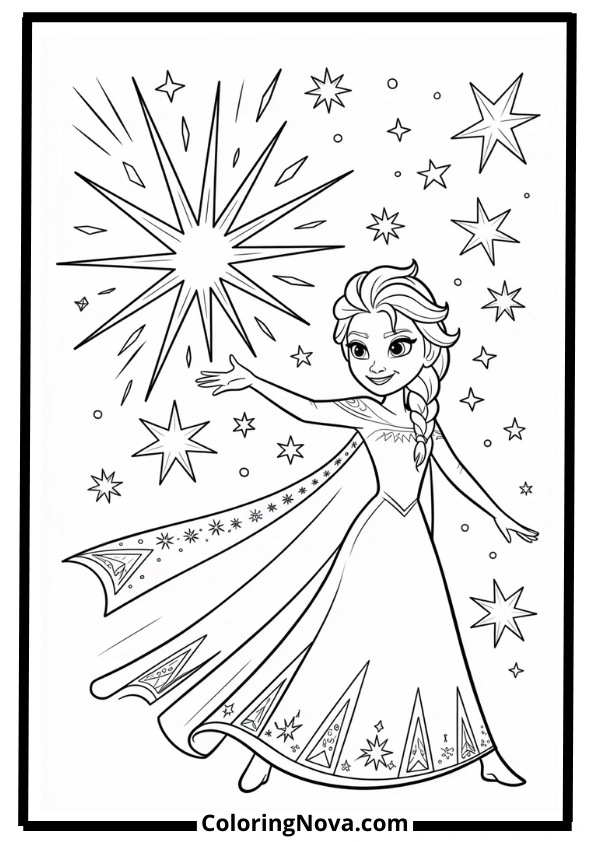 Elsa Magic Burst Coloring Pages