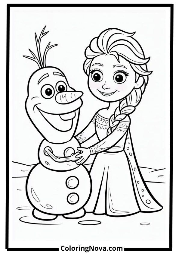 Elsa and Olaf Coloring Pages