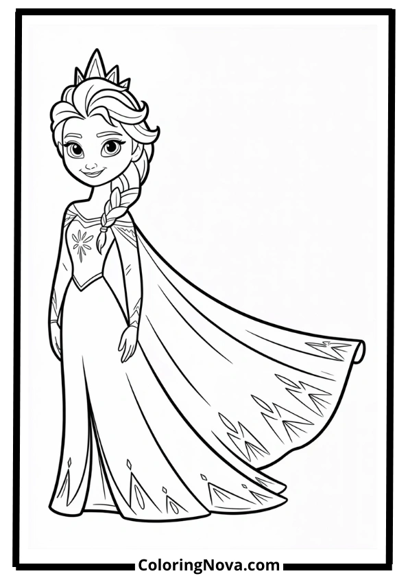 Elsa in Crown Coloring Pages