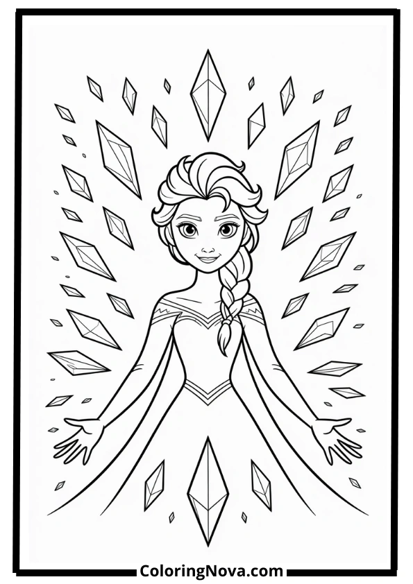 Elsa with Magical Crystals Coloring Pages