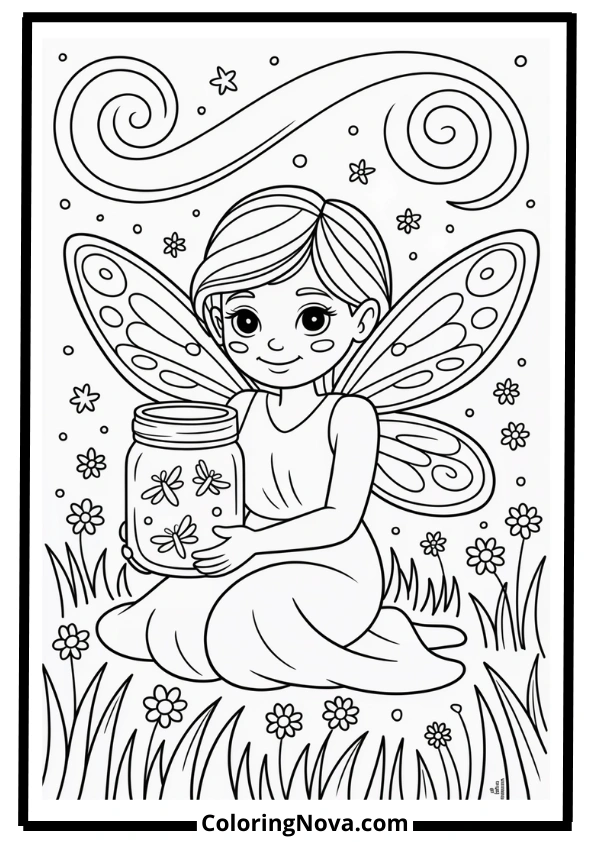 Firefly Fairy Coloring Page
