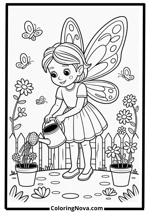 Garden Fairy Coloring Page