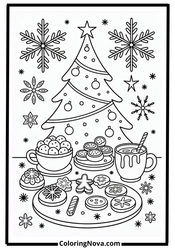 Holiday Feast Christmas Coloring Pages