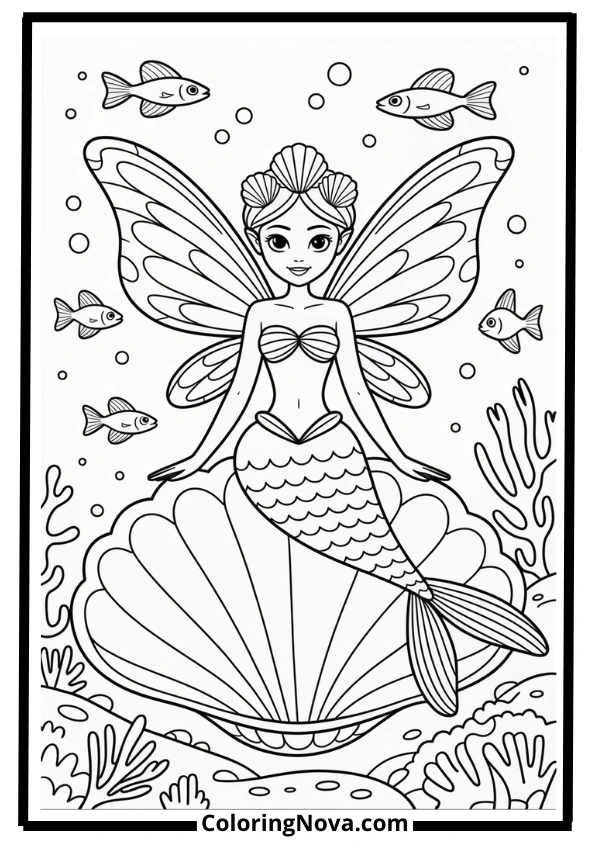 Ocean Fairy Coloring Page