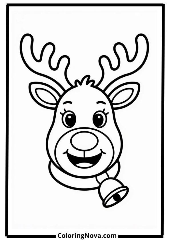 Reindeer Face Coloring Page