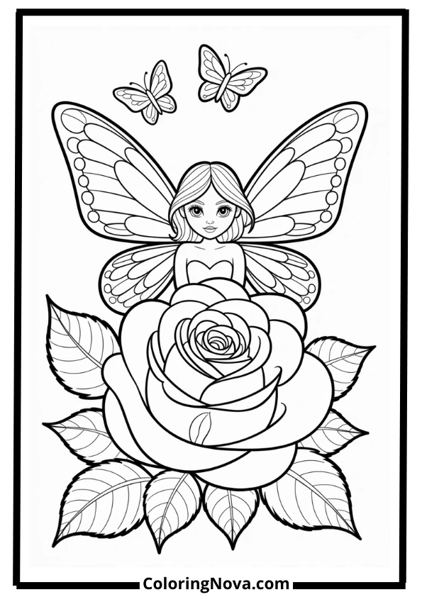 Rose Fairy Coloring Page