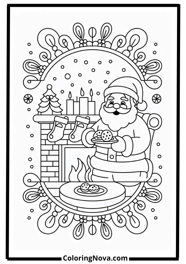 Santa & Cookies for Christmas Eve Coloring Pages