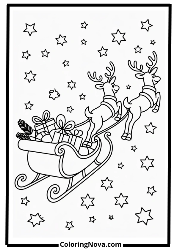 Santa Sleigh Coloring Page
