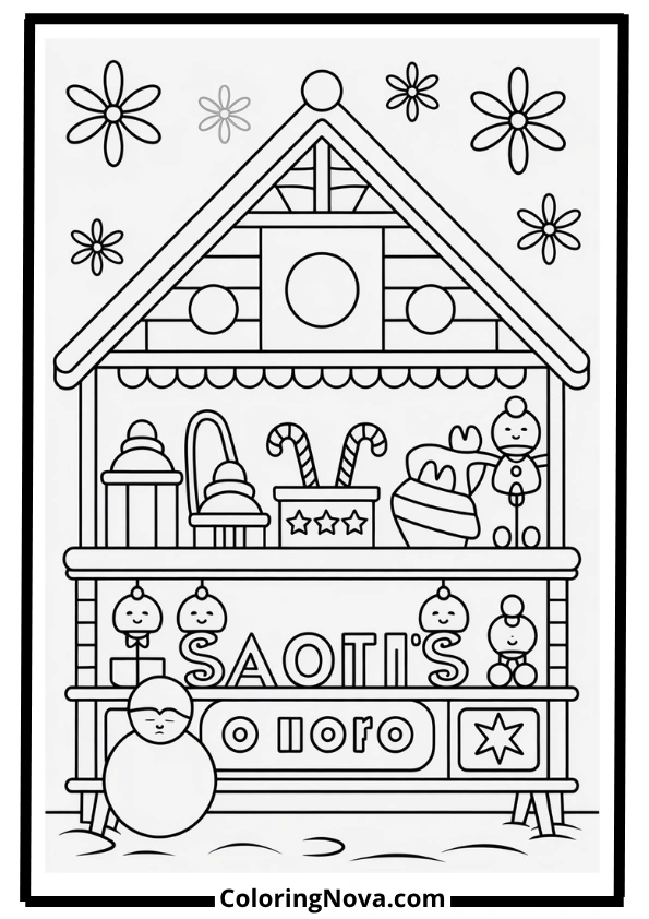 Santa’s Workshop Coloring Page