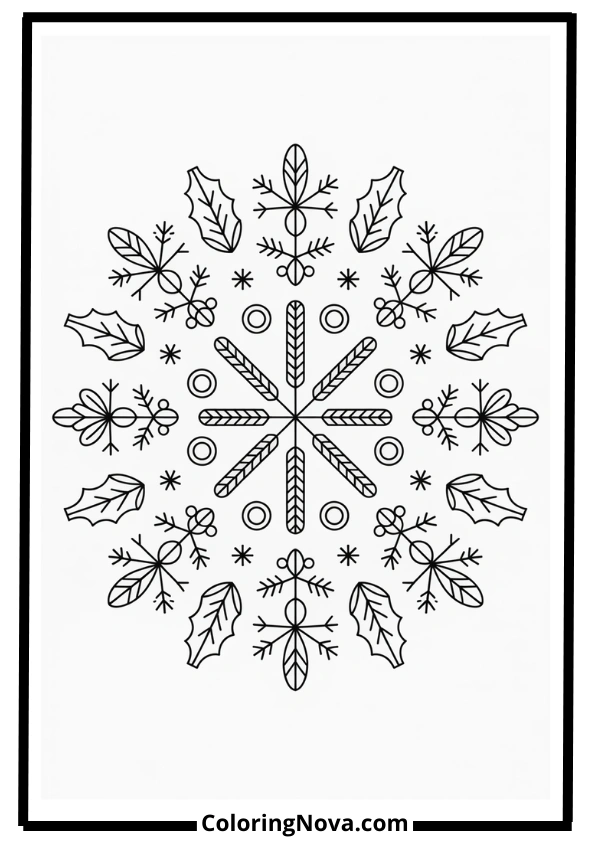 Snowflake Mandala Christmas Coloring Pages