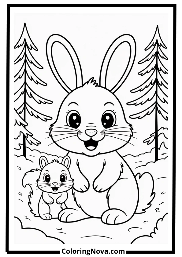 Snowy Forest Animals Coloring Page