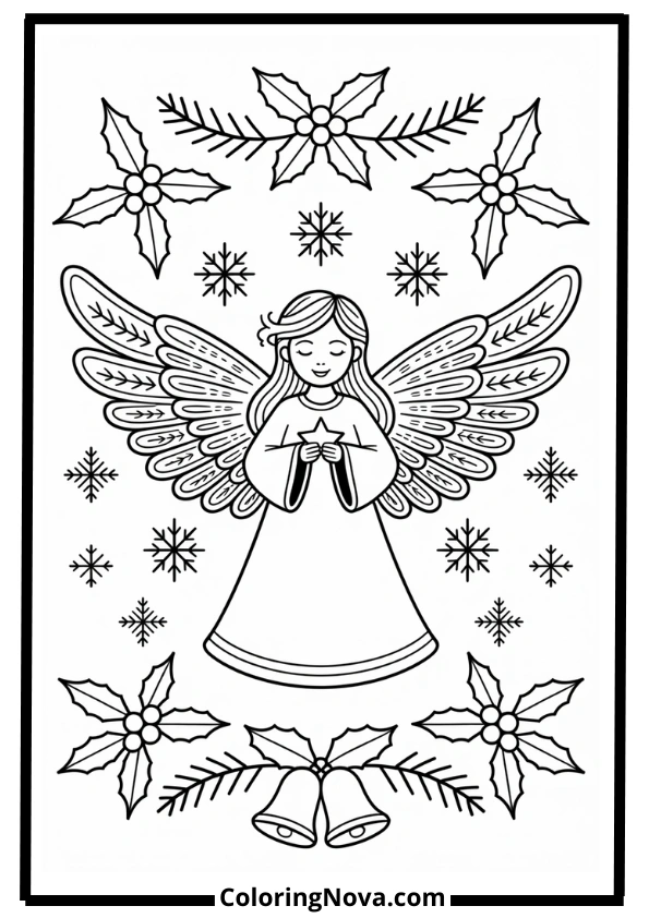 Winter Angel Mandala Christmas Coloring Pages