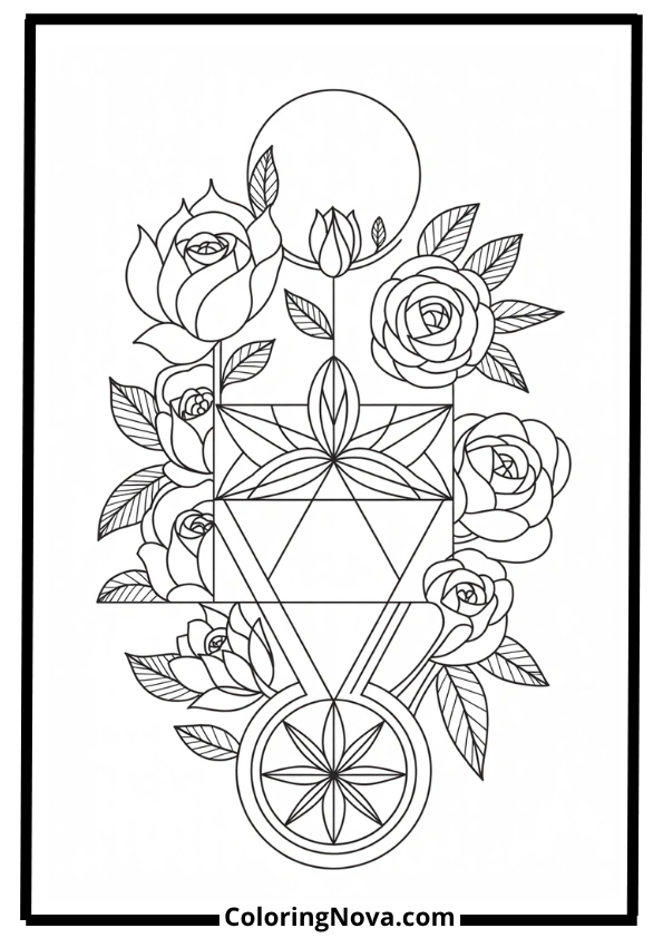 Abstract Flower Geometry Coloring Pages