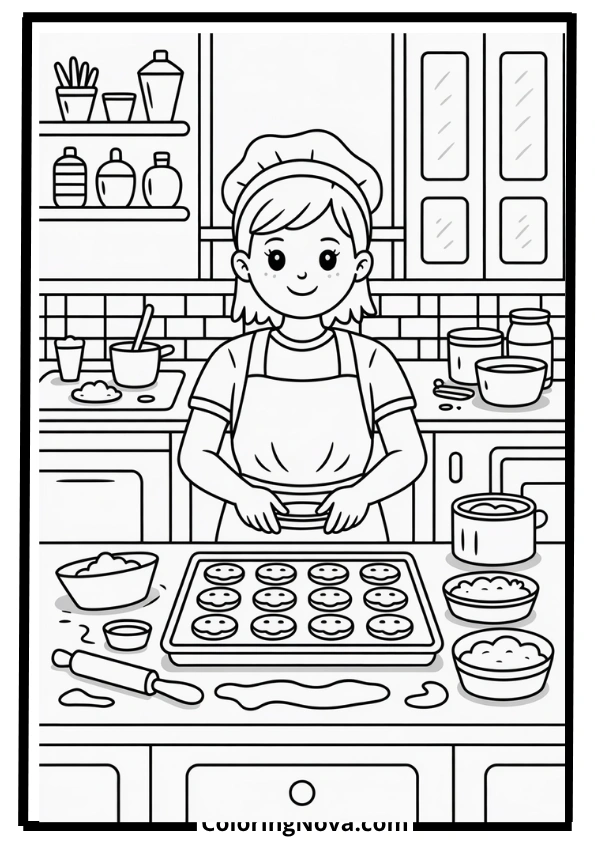 Baking Afternoon Coloring Page