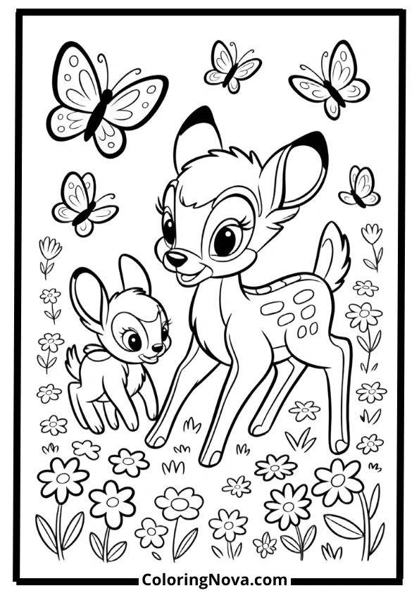 Bambi’s Forest Friends Coloring Pages