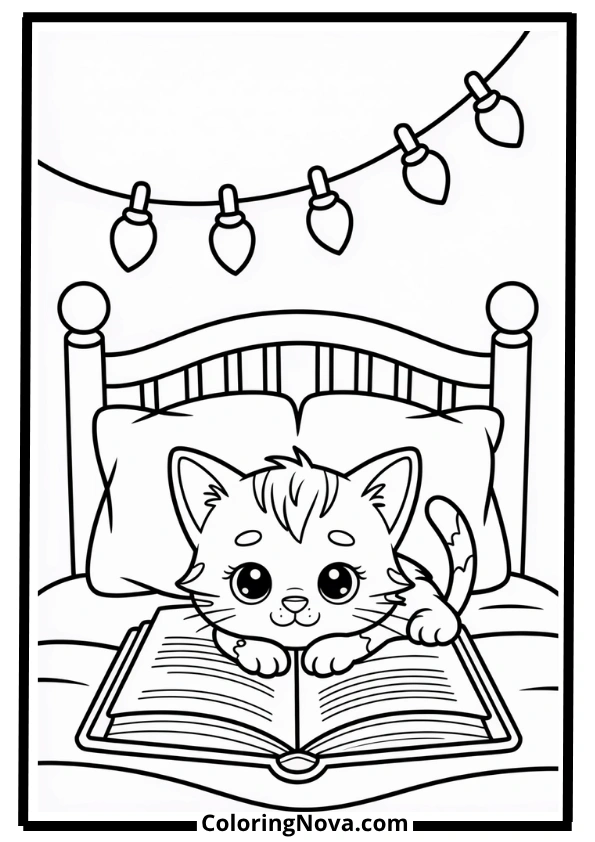 Bedtime Reading Coloring Page