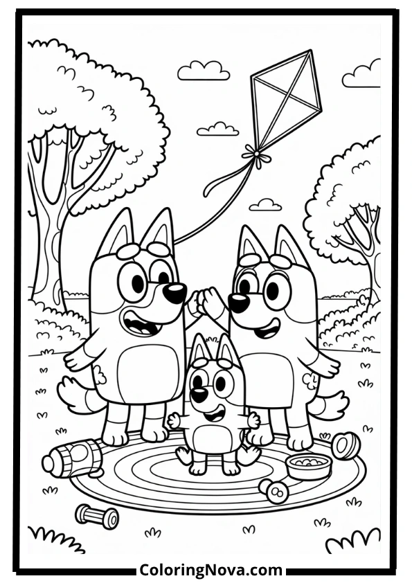Bluey Family Park Day Coloring Pages