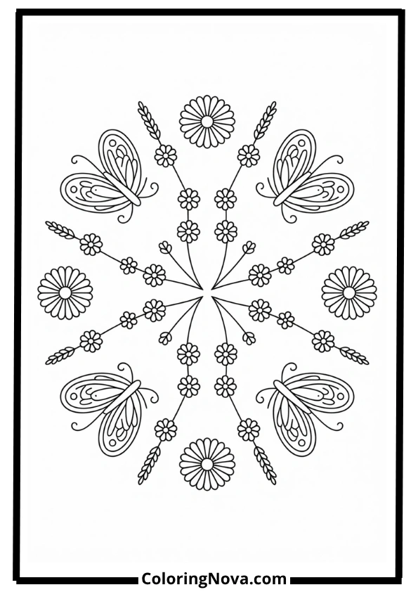 Butterfly Garden Mandala Coloring Pages