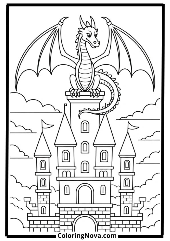 Castle Guardian Dragon Coloring Pages