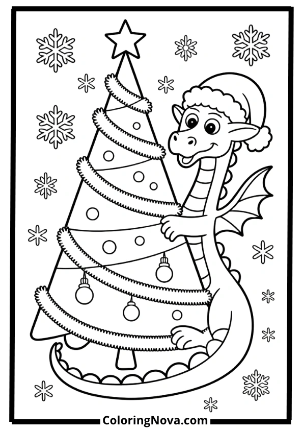 Christmas Dragon Coloring Pages