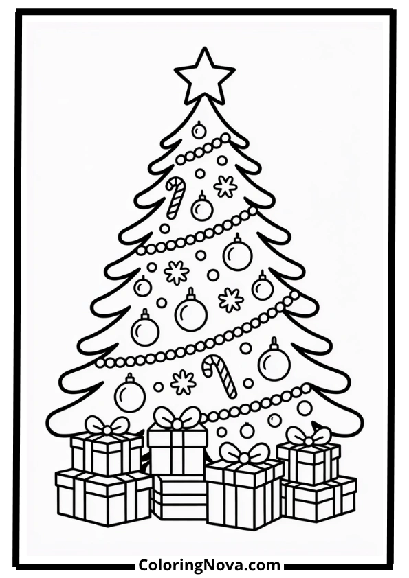 Christmas Tree with Ornaments Coloring Page