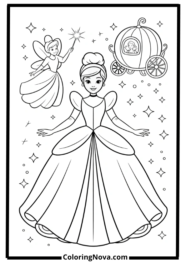 Cinderella’s Fairy Godmother Magic Coloring Pages