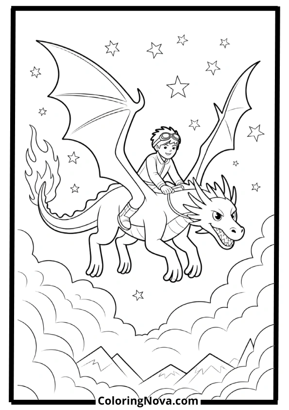 Cool Dragon Rider Coloring Pages