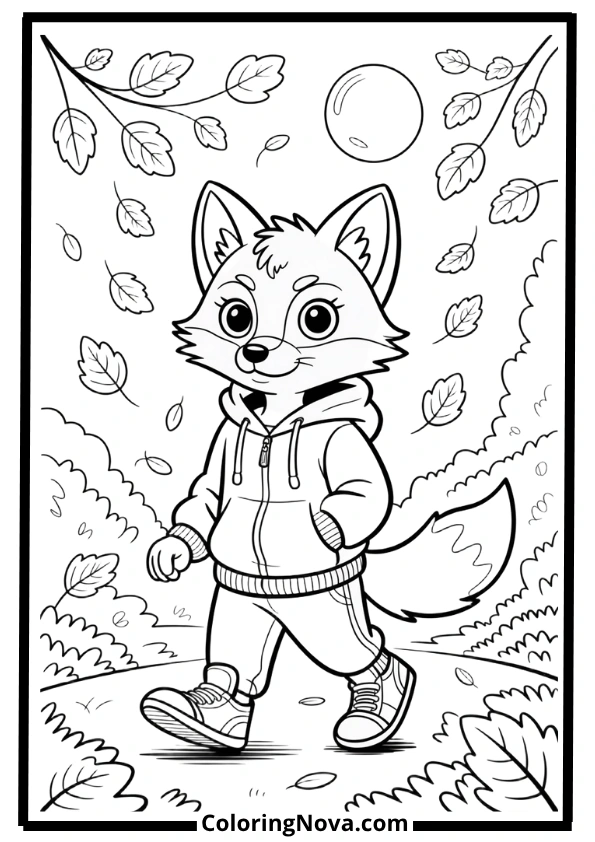 Cool Fox with Hoodie Coloring Pages