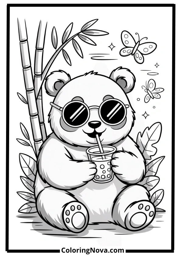 Cool Panda with Sunglasses Coloring Pages