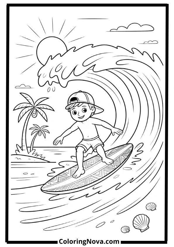 Cool Surfer Boy Coloring Pages
