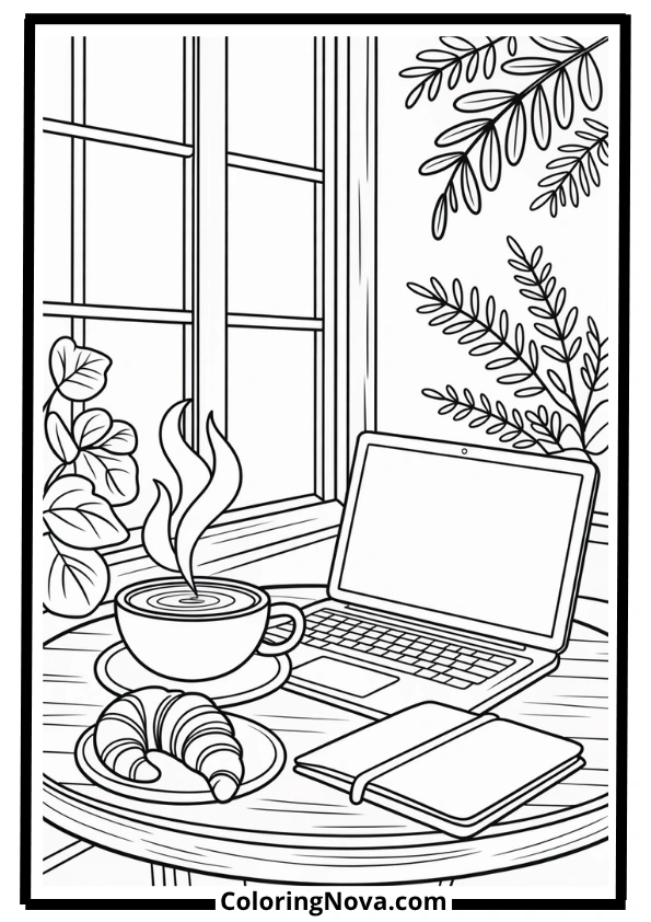 Cozy Café Corner Coloring Page