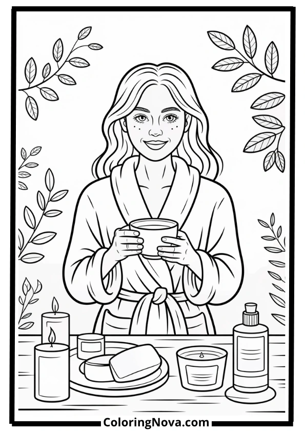 Cozy Morning Routine Coloring Page