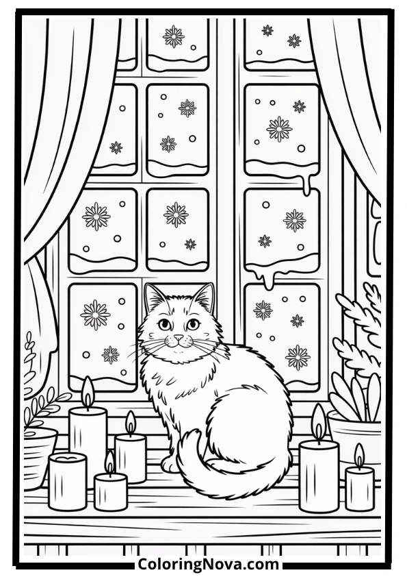 Cozy Window Scene Coloring Page