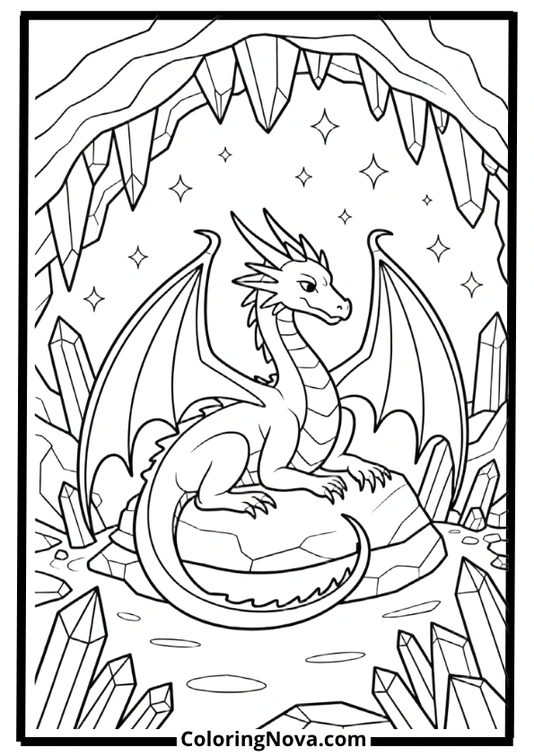 Crystal Cave Dragon Coloring Pages