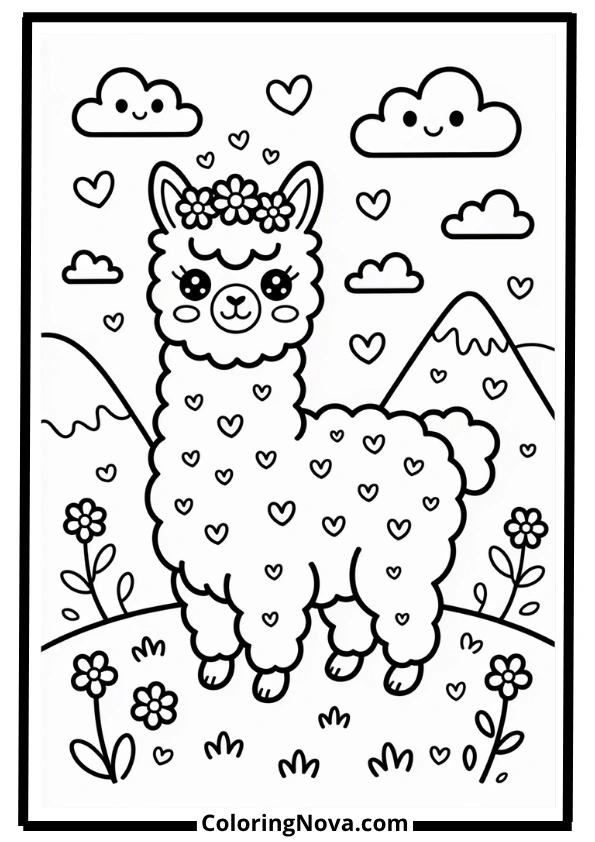 Cute Alpaca Coloring Pages