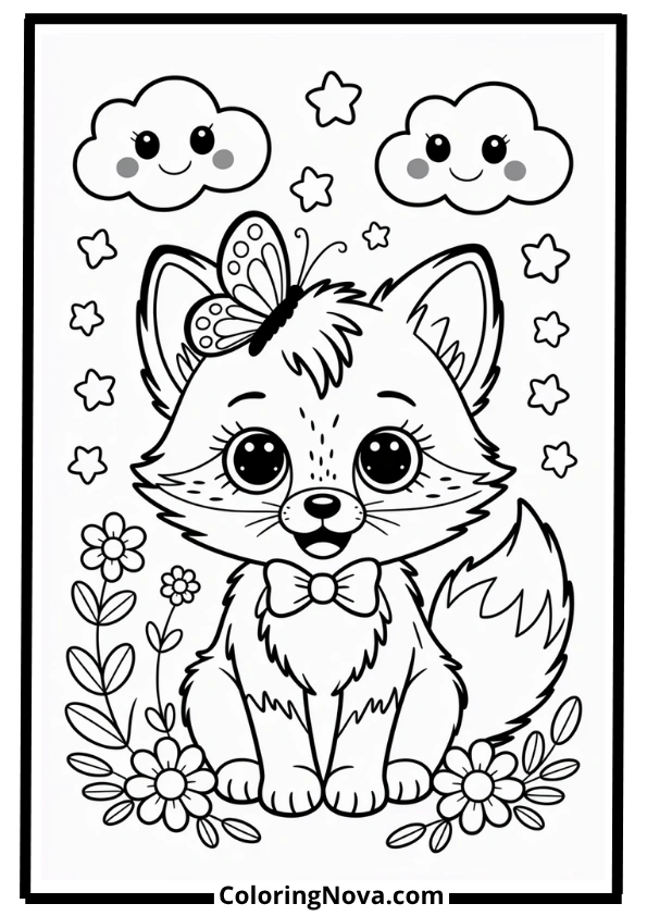 Cute Baby Fox Coloring Pages