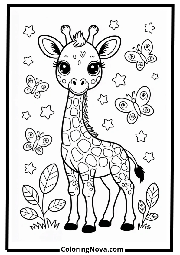 Cute Baby Giraffe Coloring Pages