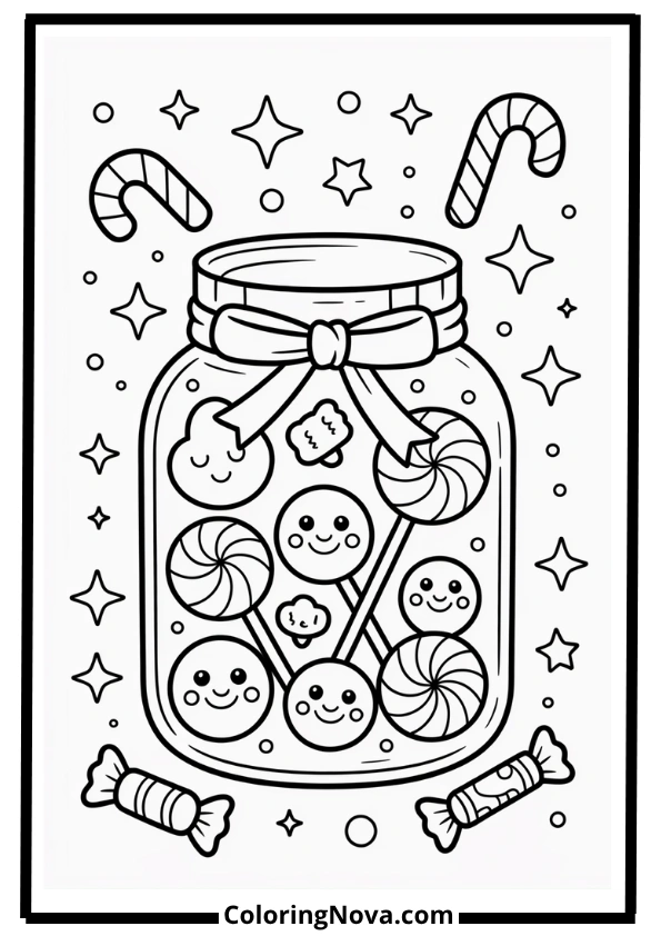 Cute Candy Jar Coloring Pages