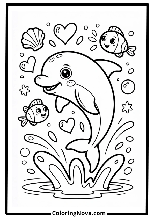 Cute Dolphin Coloring Pages