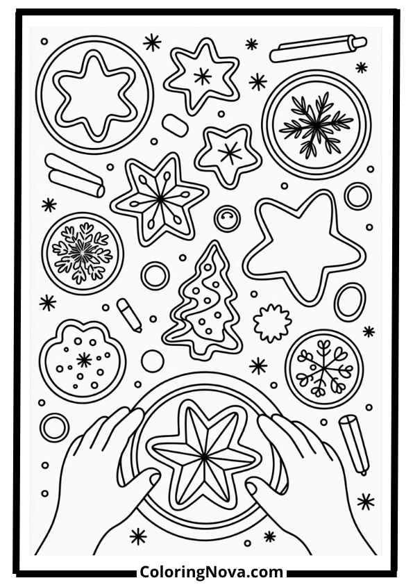 December Cookie Decorating Coloring Pages