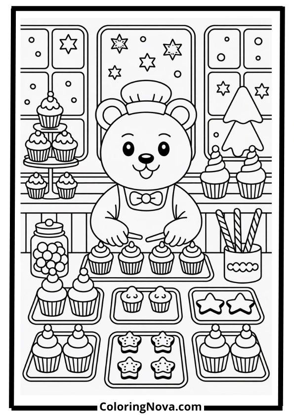 December Cupcake Bakery Coloring Pages